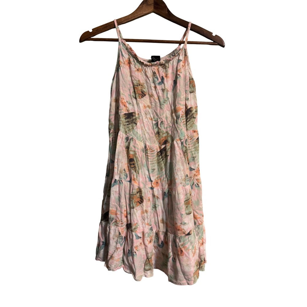 Art Class Tiered Sundress Kids XL 14/16 Pink Tropical Floral Excellent Boho